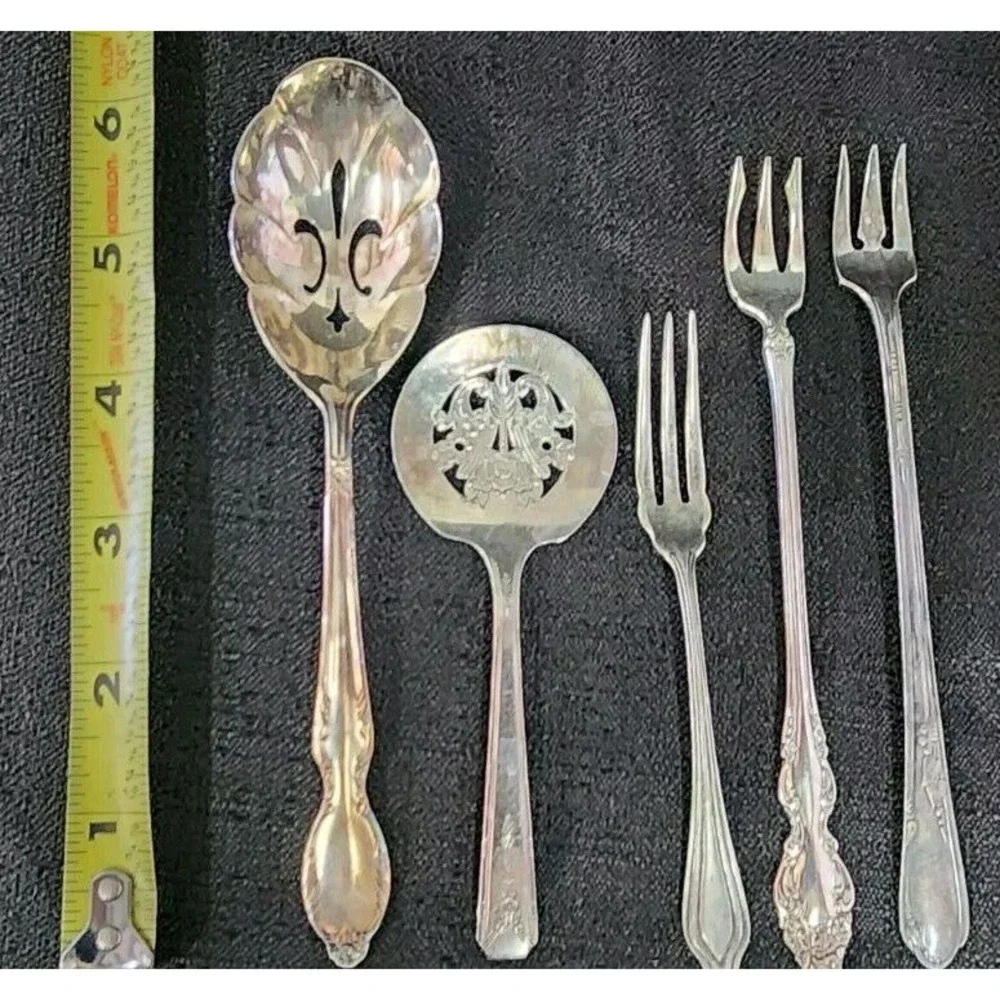Rogers‎ A1 Oneida Community Plate Forks Spoons Silverplate 1880 5pc Set Flatware